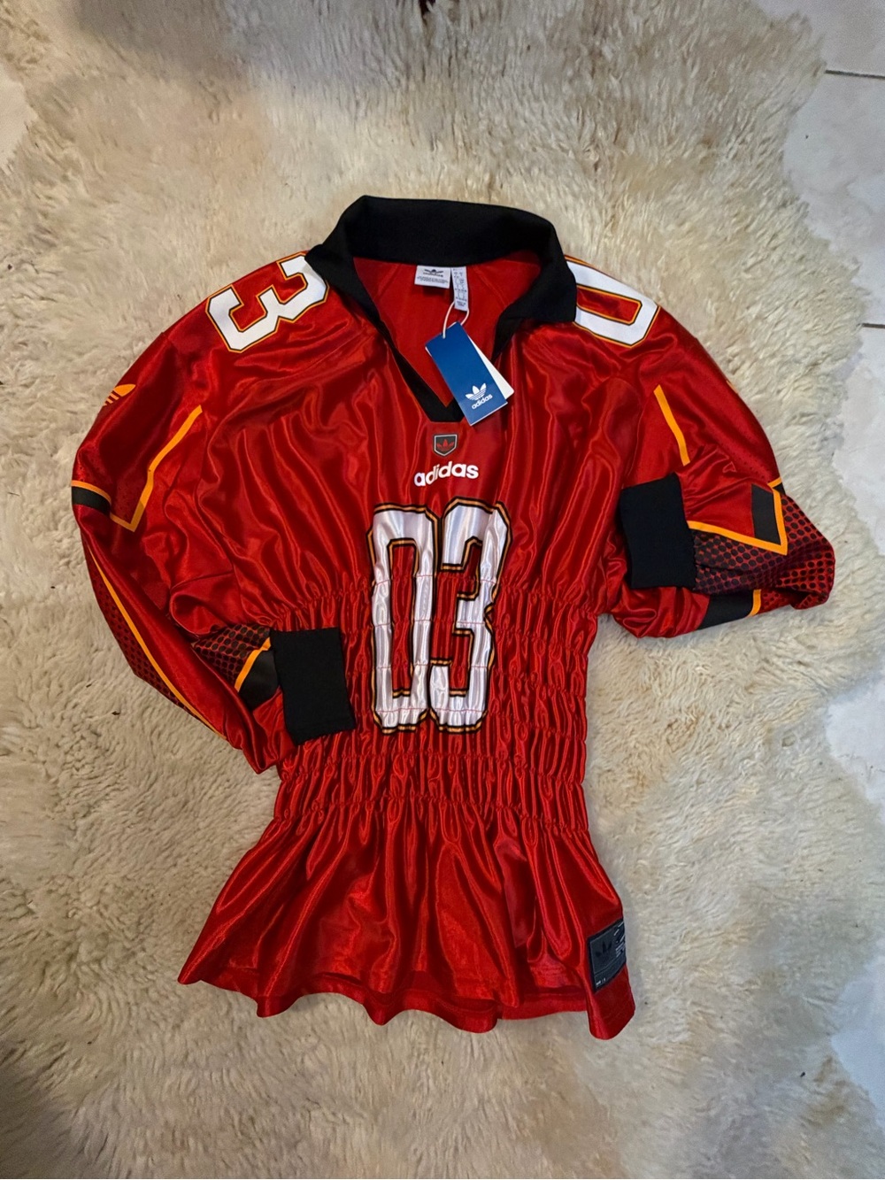 adidas Red Long Sleeve Football-Style Top with 03 Graphic